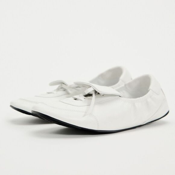 ZARA LACE-UP LOW HEEL LEATHER SHOES - Picture 5 of 16